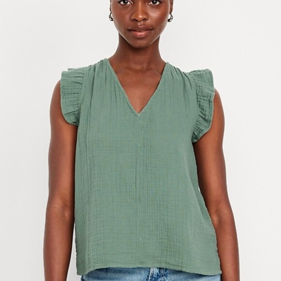 Old Navy Sleeveless Crinkle Gauze Top szL - Picture 2 of 10